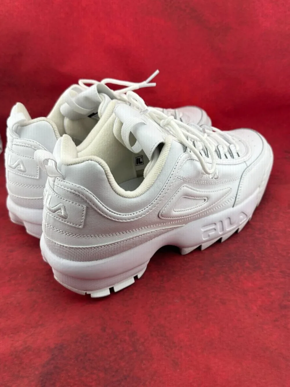 FILA DISRUPTOR II PREMIUM LEATHER MEN'S SNEAKER WHT/WHT/WHT SIZE 11